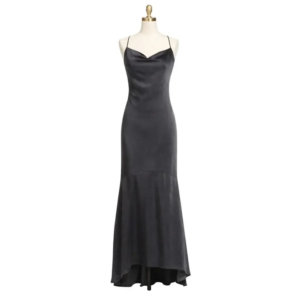 Elliatt Aisle Satin Slip Maxi Dress XL Black NWT - Picture 4 of 9